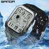 Zegarek zegarków Sanda Sports Watches luksusowy wojskowy elektroniczny stopwatch Waterproof LED Cyfrowy kalendarz na rękę na rękę