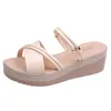 Slippers Thick-soled 2023 Summer Wedge Heel Two-wear Mid-heel Roman Sandals Women's Heightened Beach Shoes