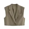 Gilet da donna Gilet corto per donna Colletto con bavero con spalline Top Moda senza maniche Office Lady Commute Button