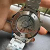 Jason007 Toppfria 41mm automatiska mekaniska utomhusmänklockor Titta på svart urtavla med rostfritt stål armband roterbar ram transparent fodral tillbaka klockor