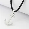 Runda moda ip preto aço inoxidável marinheiro âncora pingente colar para homens jóias com corda de náilon 201013267o
