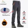 Outdoor Pants Reflective Mens Winter Hiking Pants Men Warm Fleece Softshell Camping Trousers Outdoor Sports Trekking Skiing Waterproof Pants 231218