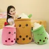 Bambole di peluche Vita reale Bubble Tea Cup Peluche per bambini Cartoon Boba Doll Giant farcito giocattolo di frutta Cuscino per il latte Strawberry Knuffels 231218