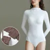 Frauen Shapers Herbst Winter Langarm Sexy Body Einfarbig Hohe Strecth Rollkragen Tops Für Frauen Shapewear Overall Körper Anzug