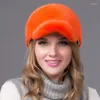 Bérets Peau Entière Chapeau De Paille Orange Baseball Femme Protection Oreille Hiver