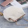 Evening Bags Elegant Pearl Beading White Shell Pochette Women Wedding Purse And Handbag Lady Embroidery Mariage Banquet Clutch Bag 231219