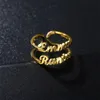 Fedi nuziali Anello familiare per uomo Donna Anello personalizzato con doppio nome Gioielli personalizzati Regalo per coppia regolabile in acciaio inossidabile 231219