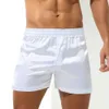 Cuecas masculinas pijamas shorts macios de seda roupa interior boxers shorts sono bottoms homewear sleepwear solto lounge shortsl231218