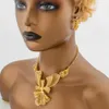 Ensembles de bijoux de mariage Dubaï Ensemble africain pour femmes Collier et boucles d'oreilles couleur or 18 carats avec bracelet et bague 4 pièces Fête de fiançailles 231219