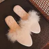 and Slippers European American Women s Indoor Home Anti skid Rabbit Hair Satin kid