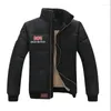 メンズジャケット秋の冬のビッグホースジャケット男性カジュアルダウンコットンスタンドカラースリムフィット品質ウォームコートクラシックスタイルブラック