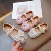 Flat shoes Kids Shoes Bow Princess Spring Autumn Sweet Crystal Flats Baby Soft-soled Mary Jane Loafer Footwear Size 23-35 231219