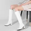 Boots Women Knee High Boots Pu Leather Platform Waterproof Long Boots White Red Party Fetish Boots Women's Shoes Autumn Winter 231219