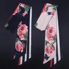 Schals 7cm 2022 Design Skinny Frauen Krawatte Rose Blume Drucken Seidenschal Mode Gürtel Marke Handtasche Kleine Lange SchalsScarves299M