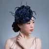 Bérets femmes Chic fascinateur chapeau Cocktail fête de mariage église casque kentucky chapeaux plume cheveux accessoires Sinamay Fascin220a