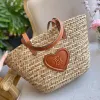 Lady High Quality Raffia Straw Weave Bucket Bag Stor tote axel lyxig designer handväska strandväskor Kvinnor Mens Crossbody Clutch Weekend Overnight Shopper Påsar