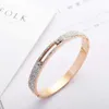 Top Qualität Rose Gold Hohl Kristall Edelstahl Liebe Männer Frauen Slide Zirkon Carter Armreif Manschette Armband Valentine Q0717317n