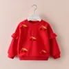 Girls Plus Fleece Hoodie Autumn and Winter New Girls Baby Three-dimensional Pattern Casual Crew-neck Pullover Base Cotton Hoodie