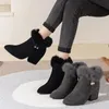 Bota sapatos de salto alto plataforma pele cristal borlas chelsea tornozelo botas inverno 2024 tendência quente curto algodão goth neve 231218