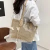 Shopping Bags Summer Transparent Straw Bag Large Capacity Rattan Shoulder Bag Woven Handmade Tote Bag Seaside Beach Bag Shopping Bag sac 231219