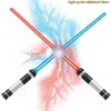 2 szt. Nowe teleskopowe zabawki świetlne Świeć Sword Cosplay Oświetlenie Muzyka gwiazda Laser Toys Swords Children Toys Boys Y1123241t