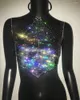 Kvinnors tankar fisknät glitter strass skörd topp sexig ihålig ut nät rygglösa kvinnor strand y2k camis crystal diamant club rave party tank