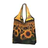 Shopping Bags Sunflowers Landscape Women's Casual Shoulder Bag Large Capacity Tote Portable Storage Foldable Handbags