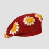 Boinas 2023 Mujeres Boina tejida Otoño Invierno Sombrero Floral Hecho a mano Crochet Artista francés Pintor Niñas Mujer Gorro cálido Gorros