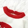 Pullover Noël bébé barboteuse nouveau-né tricot pull vêtements mignon Santa imprimé rayé à manches longues bouton body tricots infantile combishort L2312155