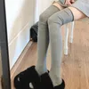 Chaussettes pour femmes automne hiver chaussettes au-dessus du genou couleur unie cuisse haute bas thermique chaud coton grand tube leggings décontracté longue jambe