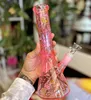 Nuevo Arrvial Negro Rosa Púrpura Colorido Arco Iris Vidrio recto Bong de agua 18 mm Downtem 14 mm Tazón Bubbler Dab Rig