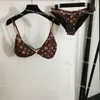 Vrouwen Retro Badmode Sexy V-hals Bh Slip Pak Gedrukt Strap Bikini Surf Badpak Voor Zomer Strandvakantie