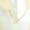 Naszyjniki wiszące kobiety naszyjnik złoty kolor owalny śruba serca
