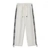 Pantaloni da uomo Xpkaeax Marchio di moda originale Barre parallele Design con bottoni Stampa di lettere Pantaloni casual Street Handsome Sports Ins