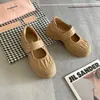 Miun Miun Shoes Woman Dress Flats Ballet Shoes Miusmius Thick Soled Mary Janeレトロカジュアルシューズラウンドソフトレザーストラッププラットフォームシューズ高級デザイナーシュー