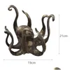 Decoratieve objecten Figurines Octopus Standbeeld Resin Scpture Crafts Mok Holder Fun Cast Cup Jewelry Desktop Home Decoration Home Force Dhldi