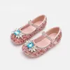 Flat Shoes Ice Blue Crystal Shoes Girls Dream Ballet Flats Baby School Performance Princess Ballerinas Kids Party Rhinestone Loafers 231219