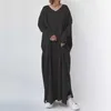 Abiti casual Moda autunno e inverno da donna 2023 Abito in maglia a maniche lunghe allentato in cotone e lino tinta unita per donna