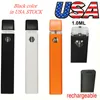 USA Lager Einweg-Vape-Stift E-Zigaretten-Pod Dickes Öl Leere 1-ml-Stifte Wiederaufladbare 280-mAh-Batterie Keramikspulen-Verdampfer Schwarz D7 200 teile / los