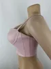 Kvinnors tankar Summer Pu Leather Front Zipper Strap Fashion Stereo Chest Sexy Tube Crop Tops Ladies Vest Streetwear Khaki Pink Short Corset