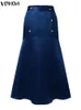 スカートエレガントなハイウエストフィッシュテイルスカート女性フォンダサマーカジュアルボタンマキシスカートファッションフリルサテンルーズパーティーボトム231218
