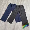 Calças de brim masculinas lavadas multi bolso sweatpants jogger homens mulheres 1 qualidade cordão macacão calças de carga calças 231219