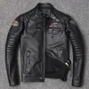 Chaquetas para hombres Chaqueta de cuero genuino para motocicleta para hombre Estilo Biker Slim Cowhide Spring Coat 231219