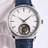 TOP STYLISH MECHANICAL RAŁO WAKT ZEGA ZŁOTA SLERNOŚCI SHAPHIRE GLASS 41 mm Classic True Tourbillon Na rękę Elegancki skórzany pasek VC14