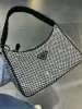 Shiny Rhinestone Crystal Designer Handbag Diamond Mini Bag Triangle Underarm Pochette Shoulder Tote Luxury Lady Bags Fashion Mens Crossbody Armpit Clutch Even Bag