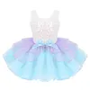 Stage Wear Tutu Ballet Robe Fille Ballerine Louange Liturgique Costume De Danse Lyrique Brillant Paillettes Maille Splice Gymnastique Justaucorps