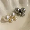 Orecchini con perno a forma di fascino autunnale a doppia faccia Orecchini con sfera di perle grandi per le donne Dichiarazione Elegante gioielli per banchetti per feste da donna 231219