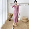 Robes décontractées 2023 Robe longue tricotée élégante pour femmes coréennes chic boutons slim fit midi femme streetwear v cou fête robes