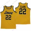 Anpassad 2023 Kvinnor Final Four 4 Jersey Iowa Hawkeyes Basketball NCAA College Caitlin Clark Size S-3XL All Ed Youth Men White Yel