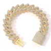 Bracelets de charme HOYON 20mm luxe 3 rangées Lab CZ chaîne cubaine Bracelet pour hommes S925 argent plaqué or 18 carats bijoux Hip Hop Rock bracelets 231218